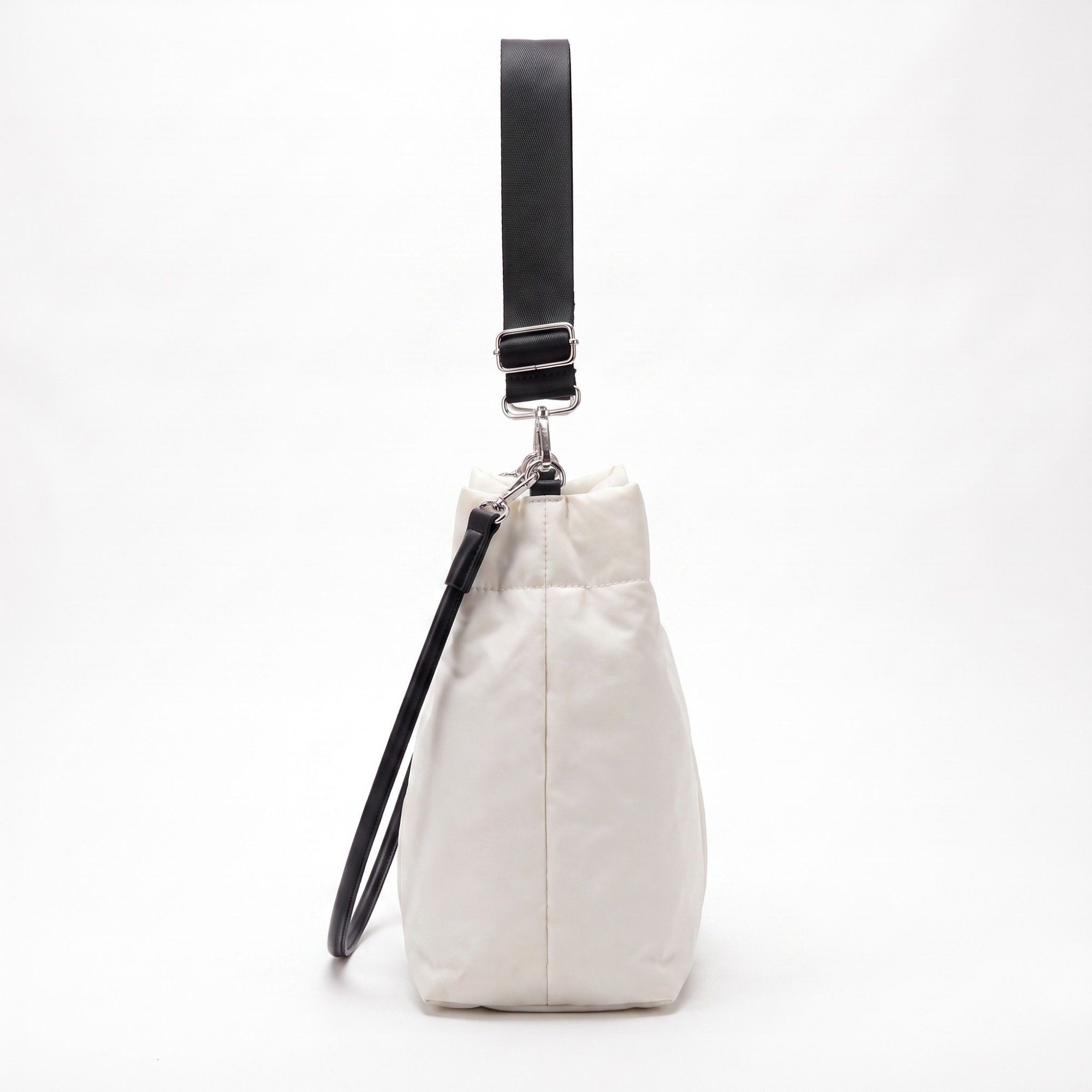 Vertical Seam Padded Hobo Tote Bag with Dual Convertible Straps for Shoulder Crossbody Wear 9.4x8.7x4.7in