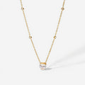 Women's Dainty Solitaire Pendant Necklace with Gold Tone Chain and Delicate Bezel-Set Crystal Accents
