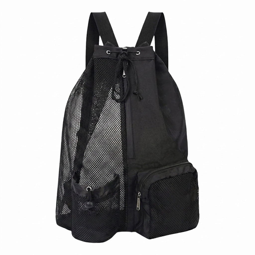 Mesh Swim Backpack with Drawstring Closure and Side Pockets