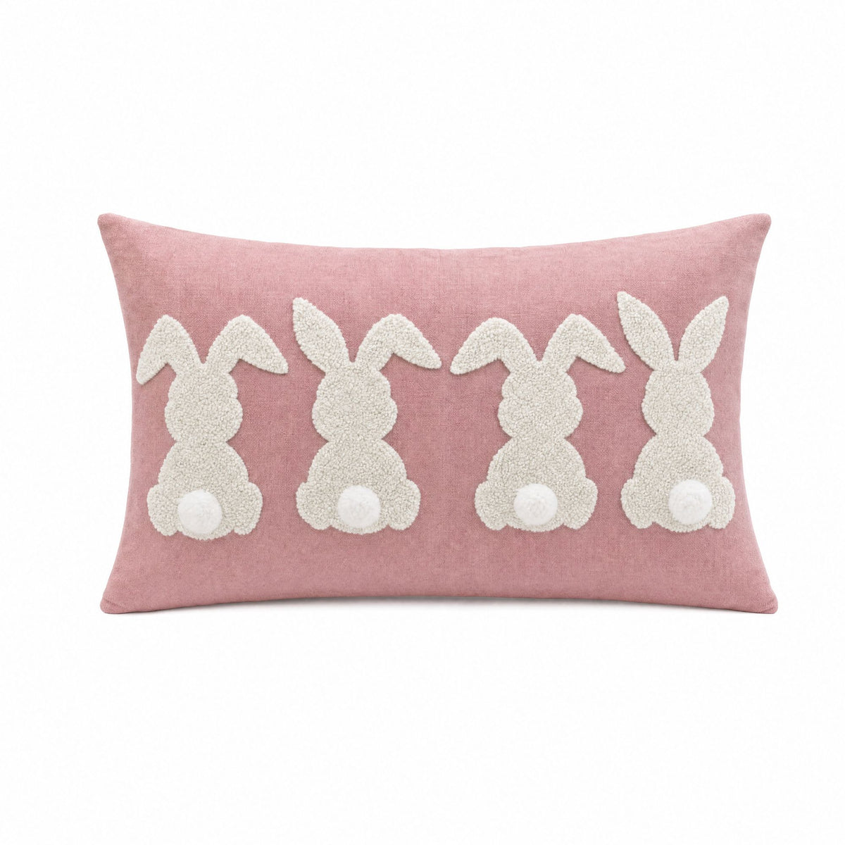 Easter Bunny Lumbar Throw Pillow Cover Textured Rabbit Pom Pom Tail