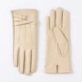 Faux Leather Winter Gloves with Crisscross Wrist Strap and Full Finger Design 9.4 x 3.3in