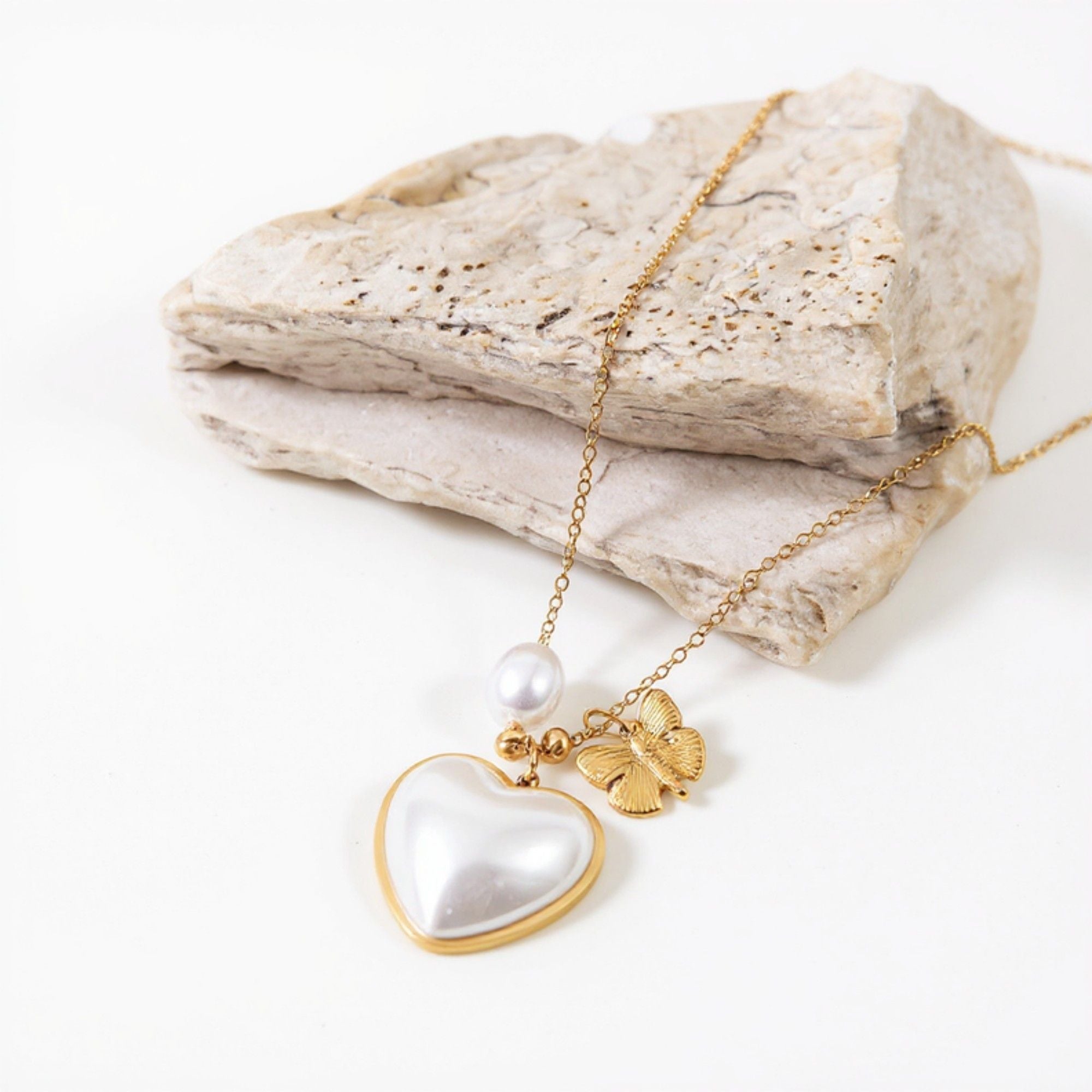 Women's Multi-Charm Pendant Necklace with Layered Bead Accents and Faceted Gem Details for a Valentine Elegant Look