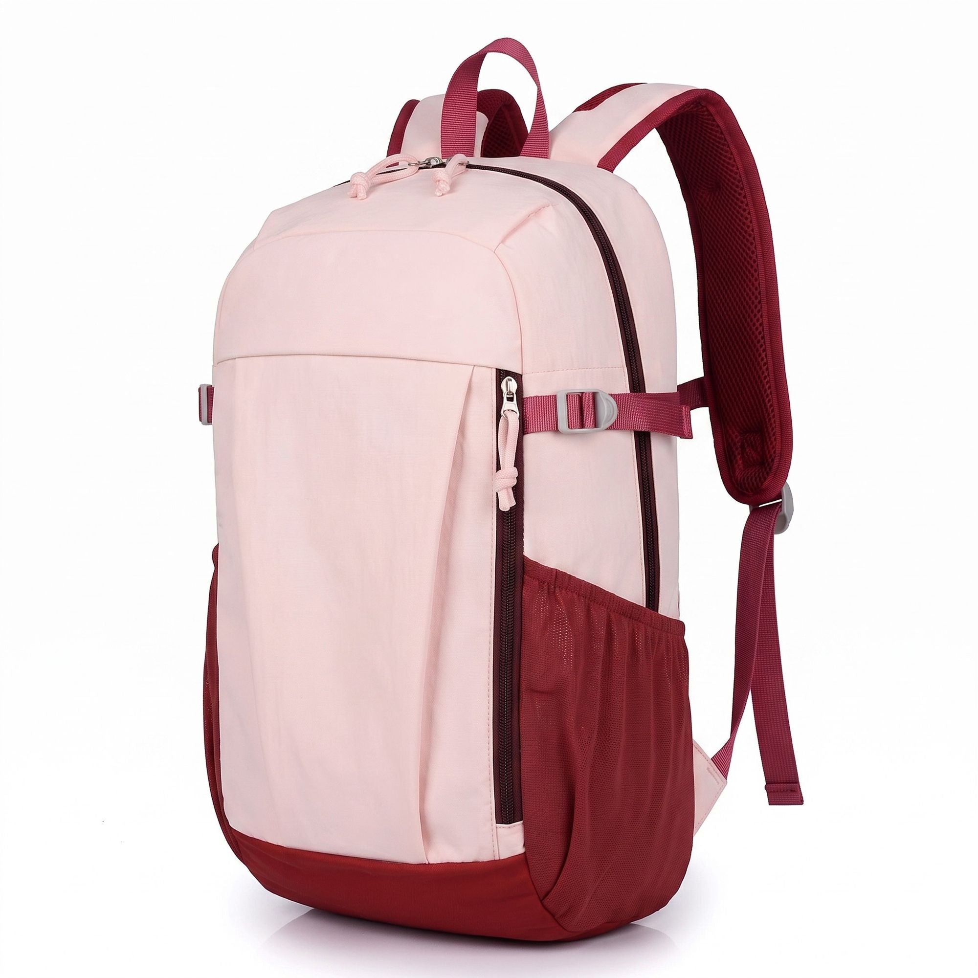Everyday Backpack with Front Zip Pocket Side Mesh Pockets Padded Straps Top Hle