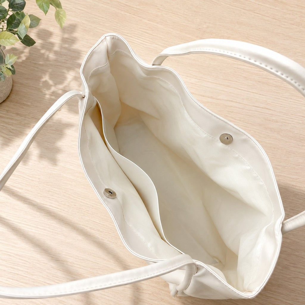 Large Faux Leather Tote Bag with Double Shoulder Straps and Magnetic Closure