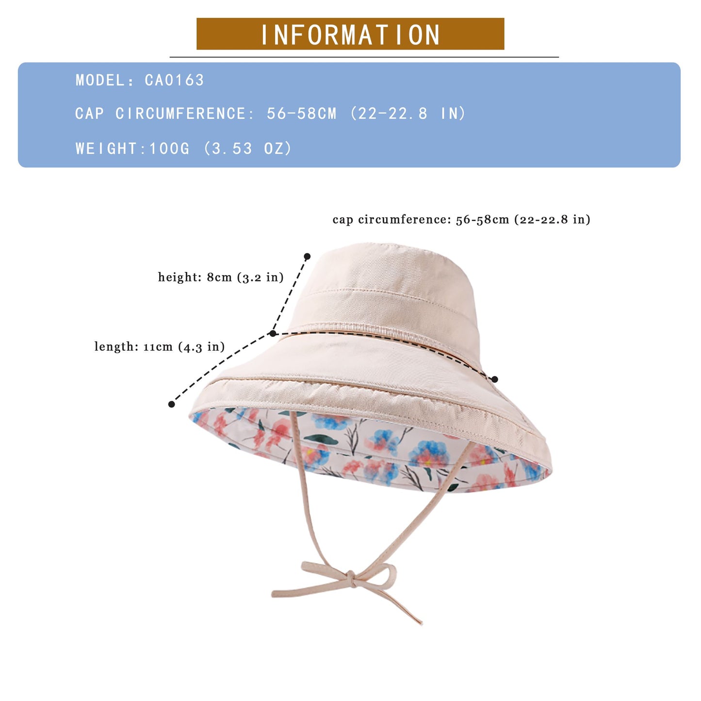 Anna-Kaci Women's Reversible Floral & Solid Bucket Sun Hat with Chin Strap