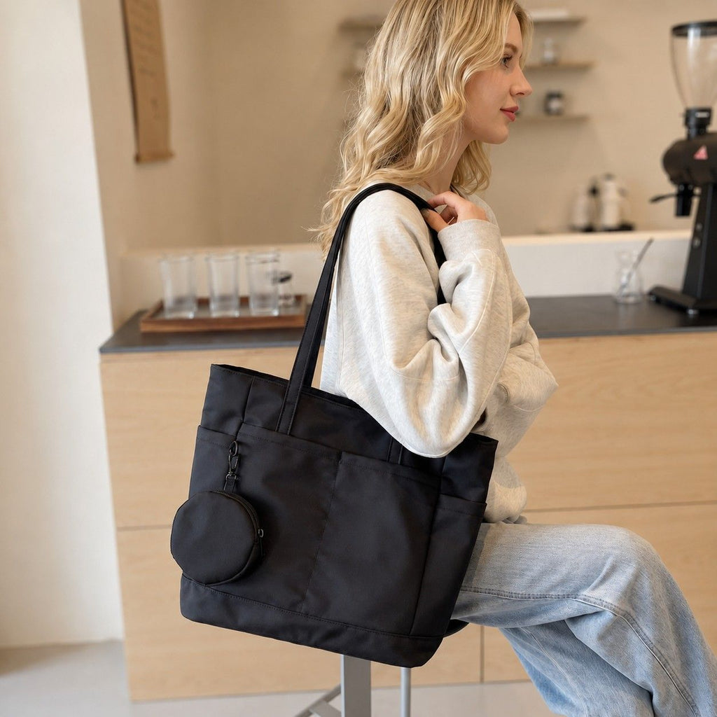 Large Capacity Tote Bag with Zip Closure Spacious Shoulder Bag Lightweight Daily Bag