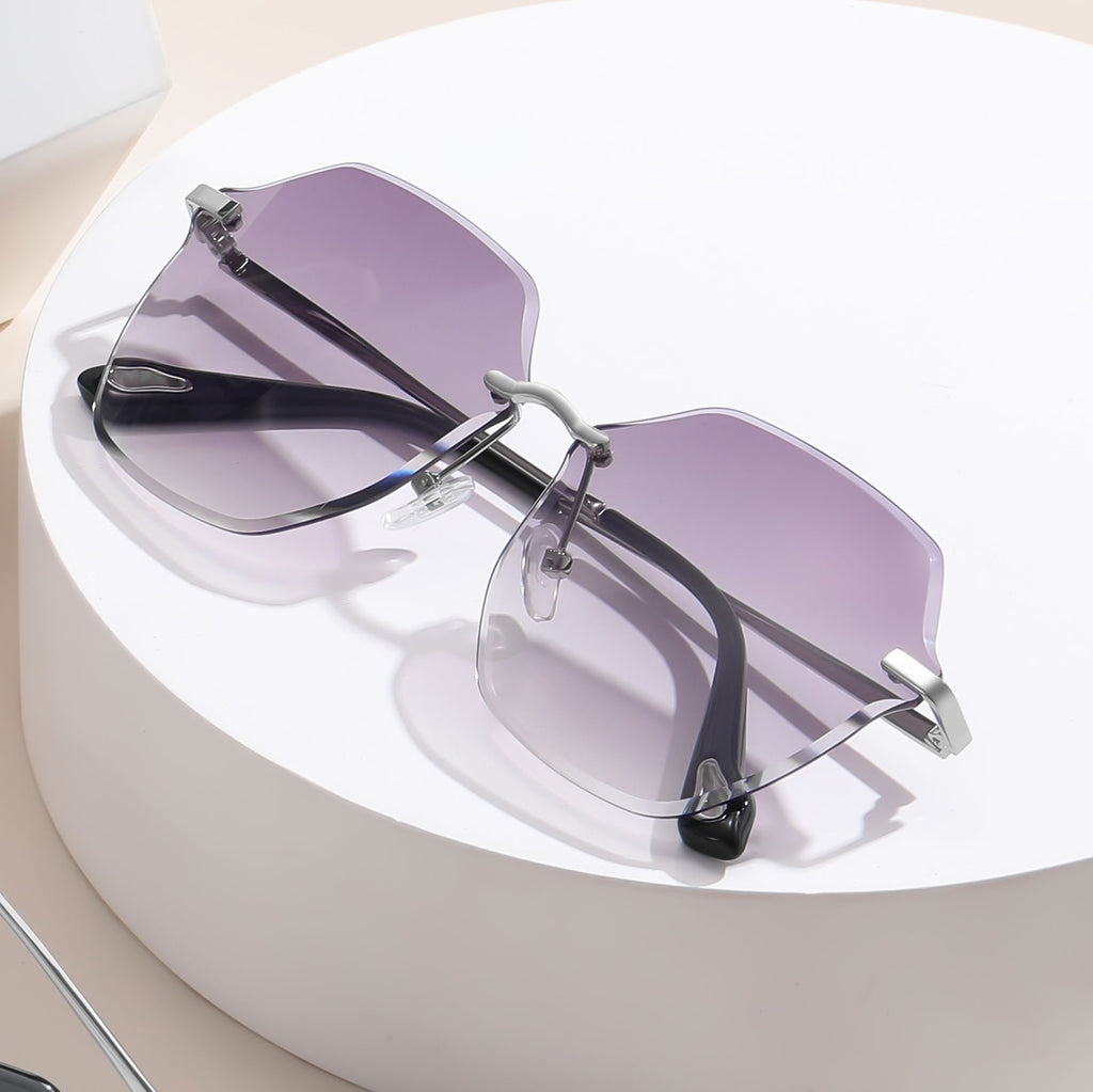 Anna-Kaci Women's Stylish Hexagonal Rimless Gradient Sunglasses for Fashion Looks