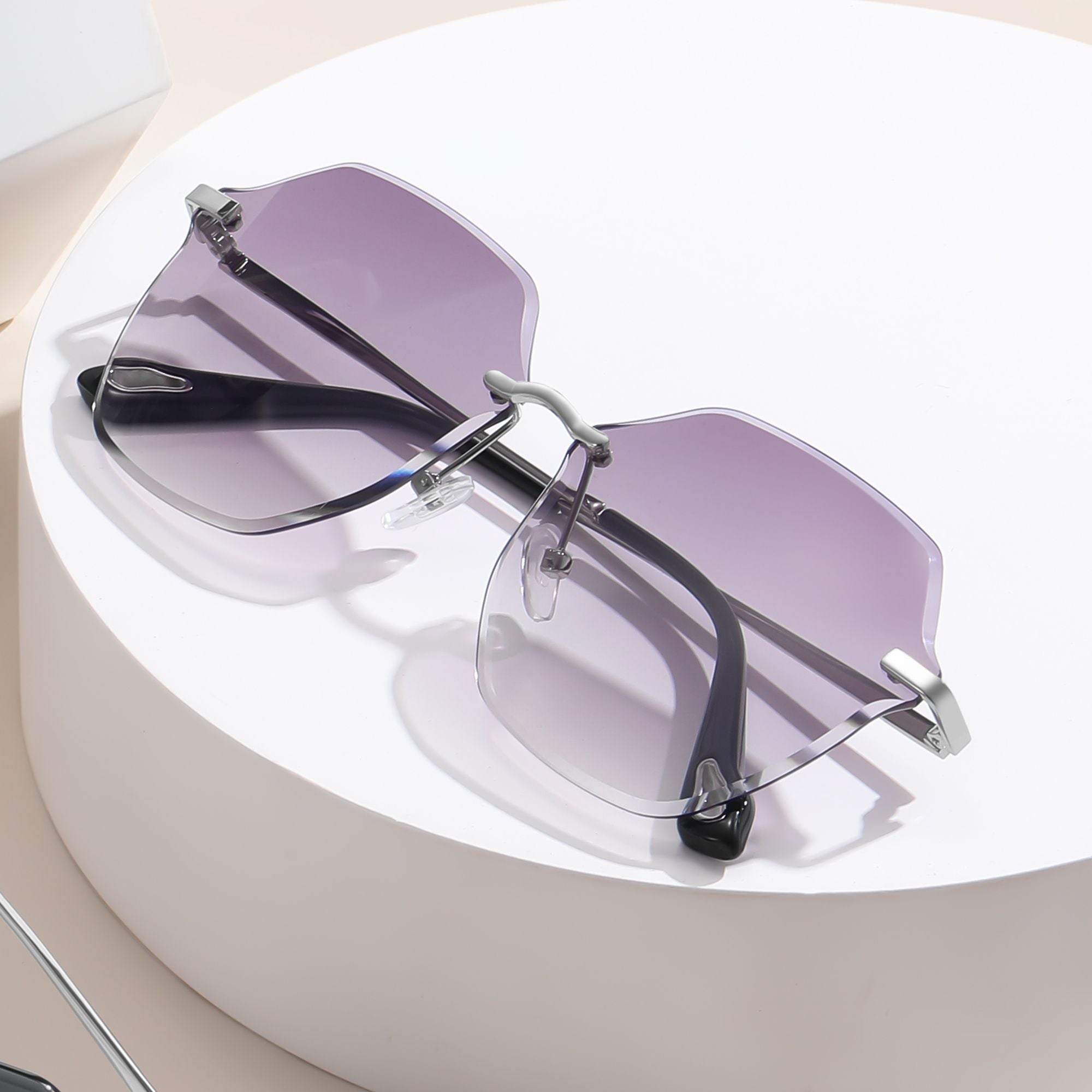 Anna-Kaci Women's Stylish Hexagonal Rimless Gradient Sunglasses for Fashion Looks
