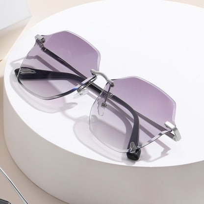 Anna-Kaci Women's Stylish Hexagonal Rimless Gradient Sunglasses for Fashion Looks