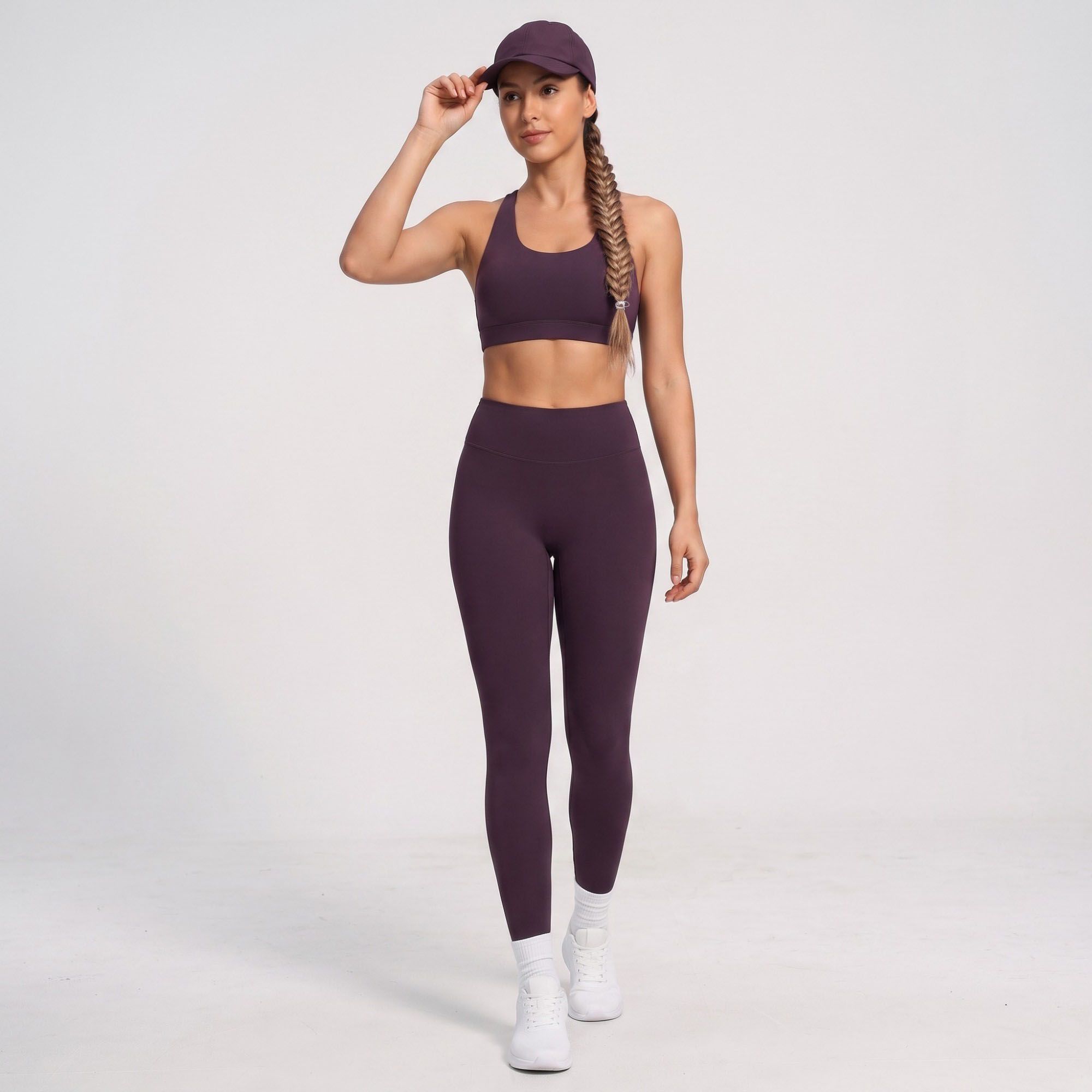 High Waist Full Length Leggings with Contour Seams Fitted Yoga Pants for Gym Training