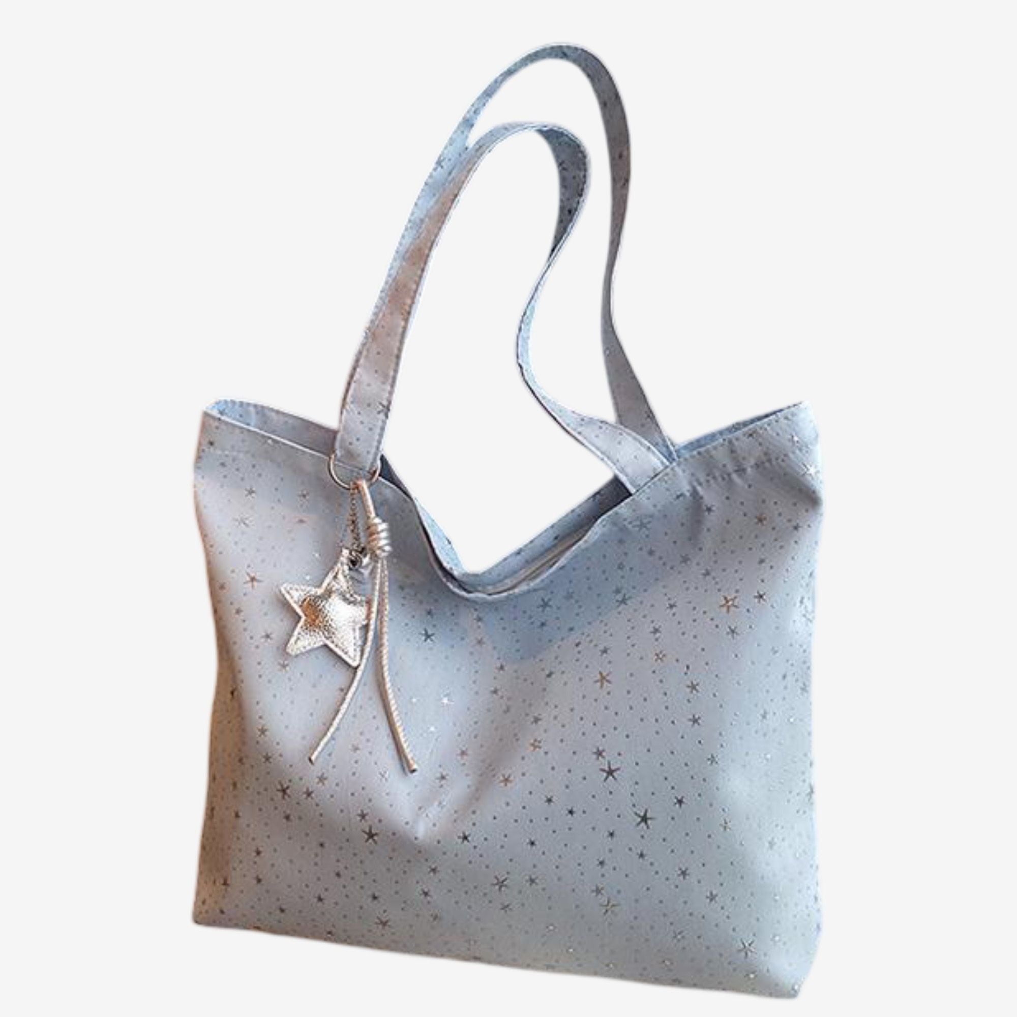 Star Print Canvas Tote Bag Large Capacity Casual Shoulder Bag