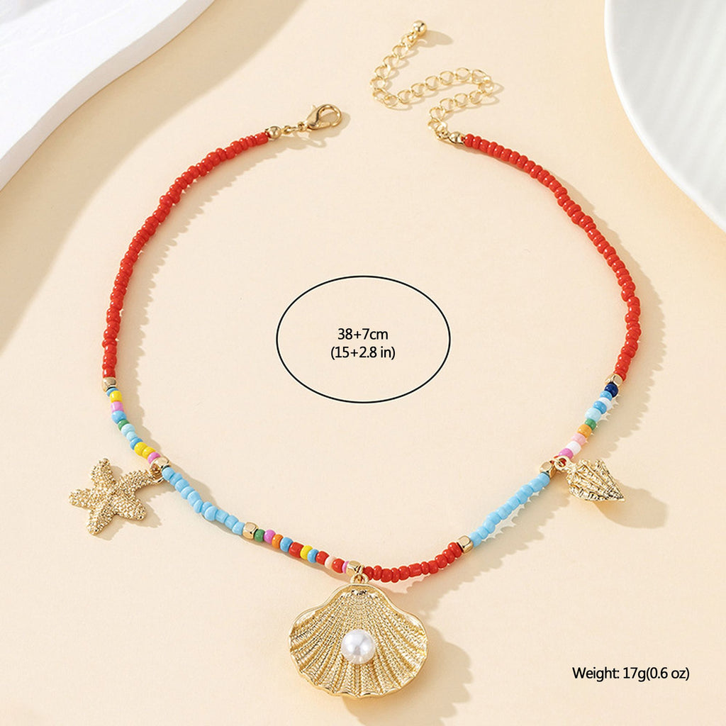 Women's Layered Beaded & Chain Necklace Set