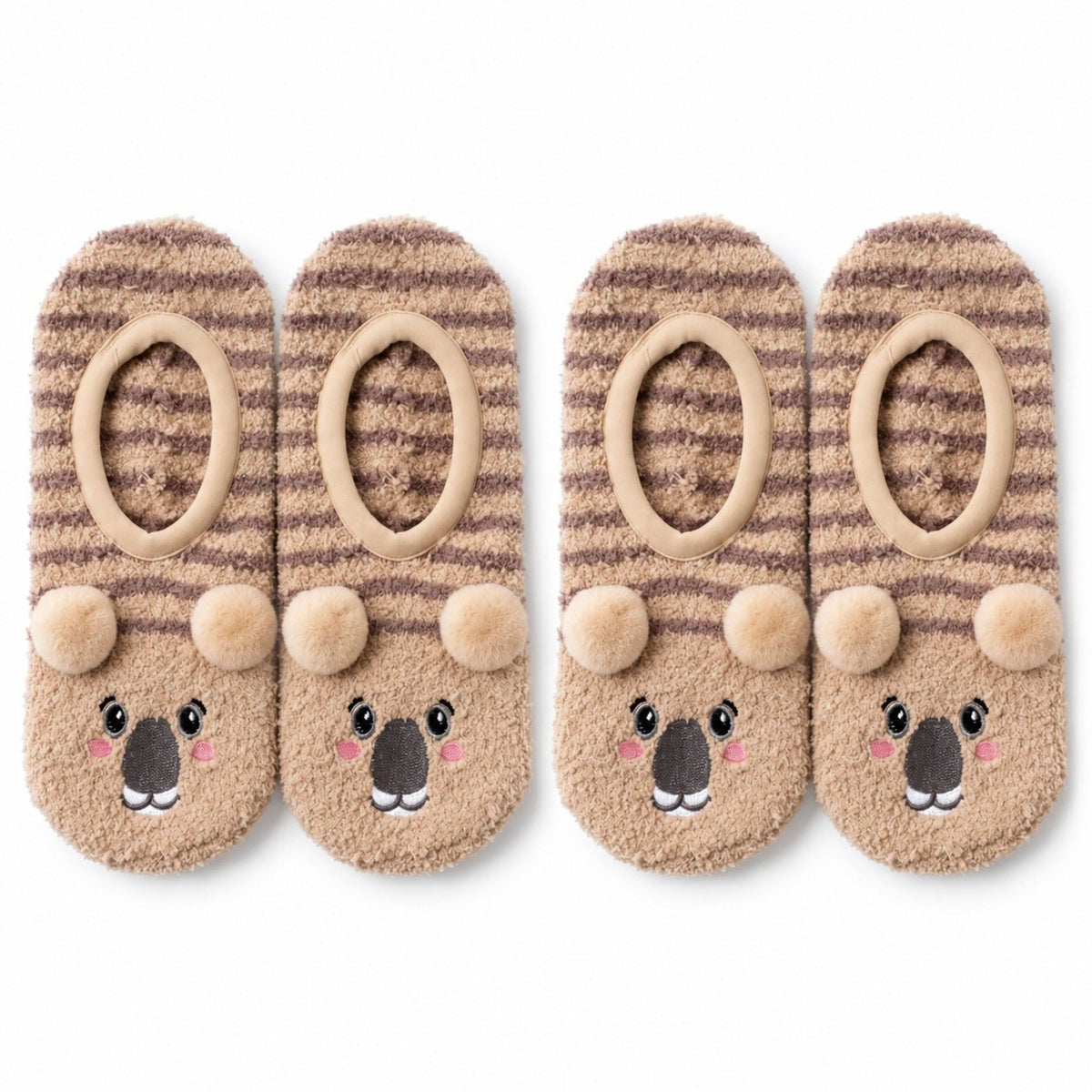 Fuzzy Bear Slipper Socks 2 Pair US 5-10.5