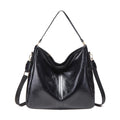 Faux Leather Hobo Shoulder Bag with Adjustable Strap and Zip Closure