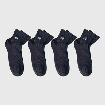 Anna-Kaci Women's Summer Ribbed Ankle Socks with Bow Embroidery