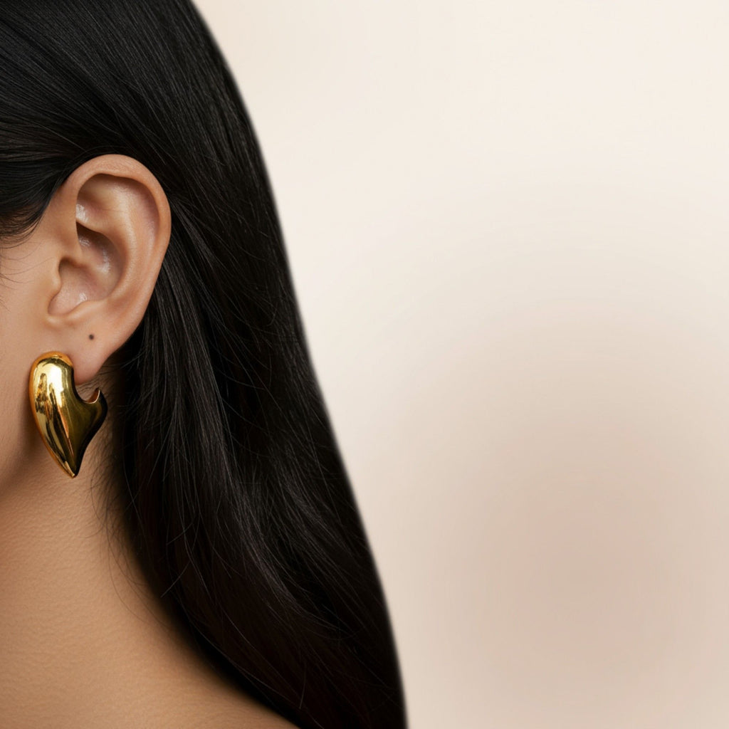 Women's Sculptural Chunky Hoop Earrings with Smooth Curved Silhouette and Bold Modern Shape for a Statement Polished Look