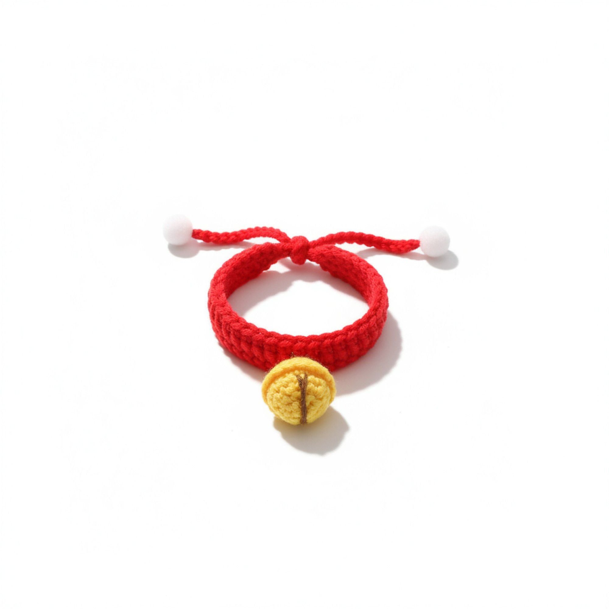 Hand Knit Pet Collar with Soft Crochet Bell Adjustable Silent Collar Necklace for Cats and Small Dogs