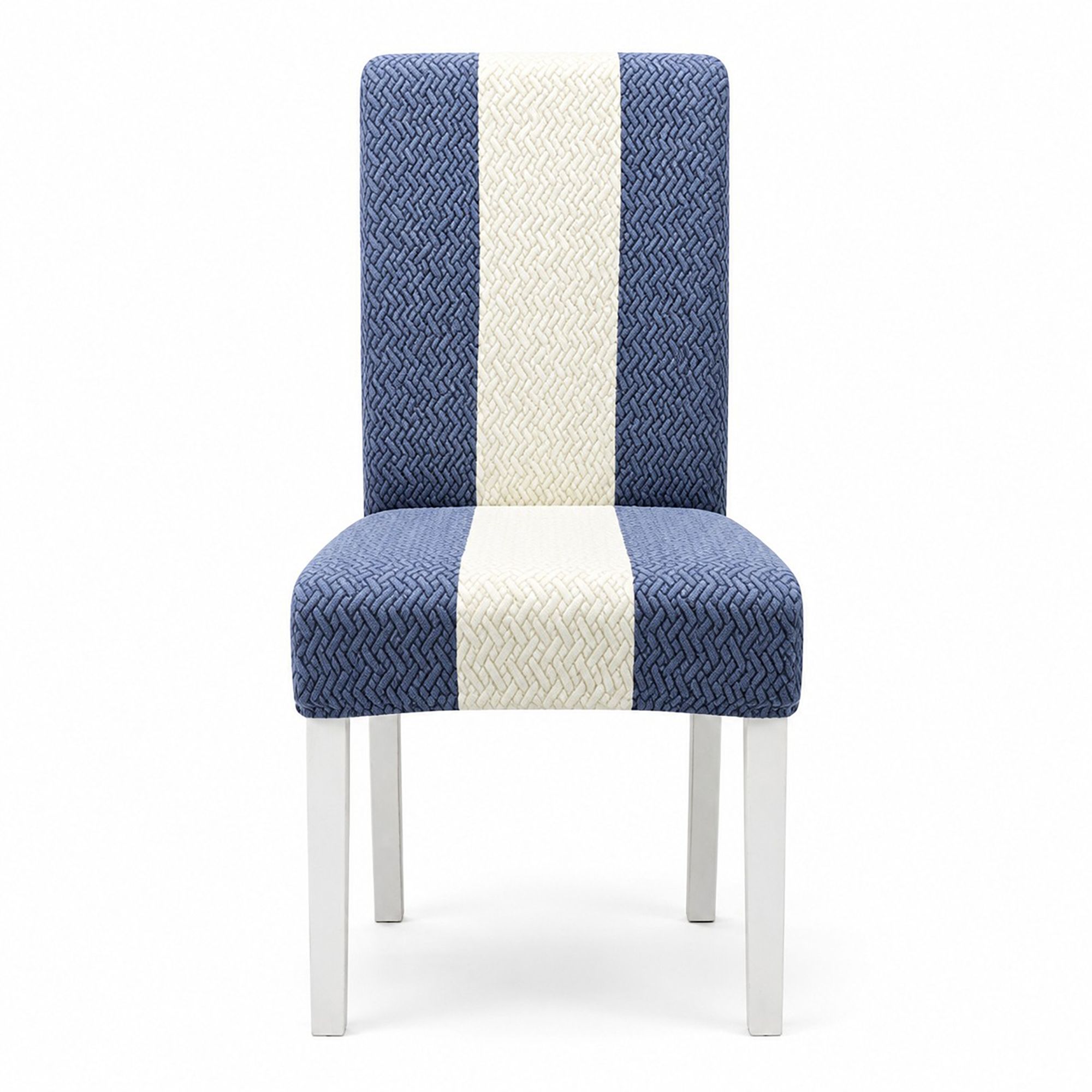 Two Tone Stretch Dining Chair Cover with Textured Jacquard Design