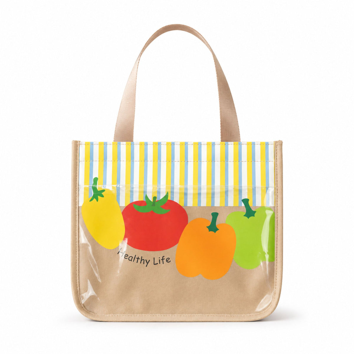 Bolsa de almuerzo aislada con bolsillo frontal transparente, lonchera portátil para el trabajo y la escuela