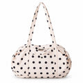 Polka Dot Nylon Barrel Shoulder Bag with Double Handles Zip Closure and Interior Pockets