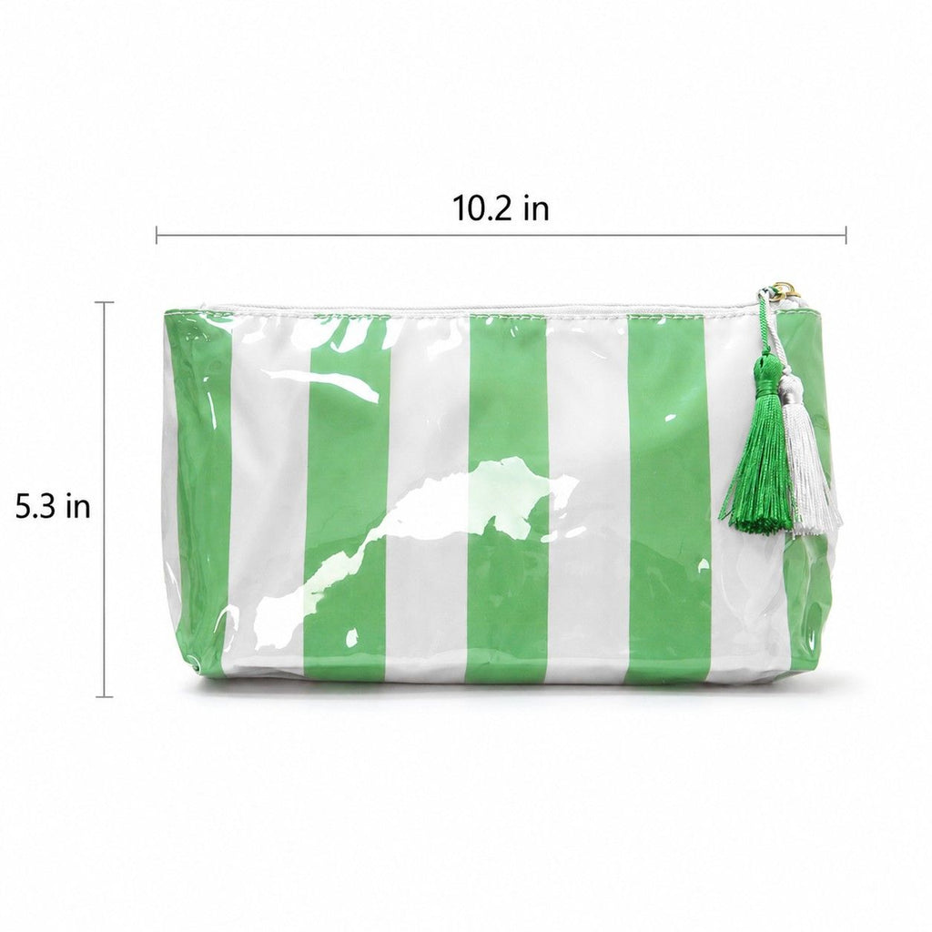 Striped PVC Cosmetic Pouch Makeup Bag with Zip Closure