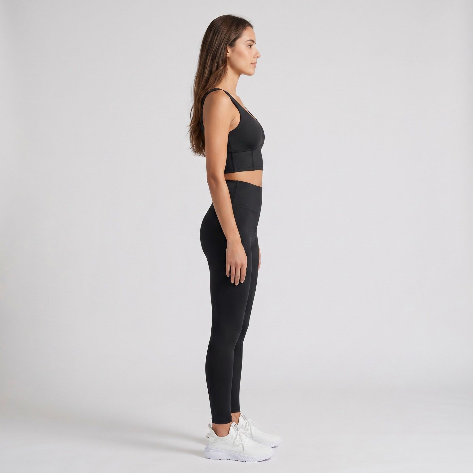 Padded Sleeveless Longline Sports Bra Tank Top Scoop Neck Workout Yoga Crop Top
