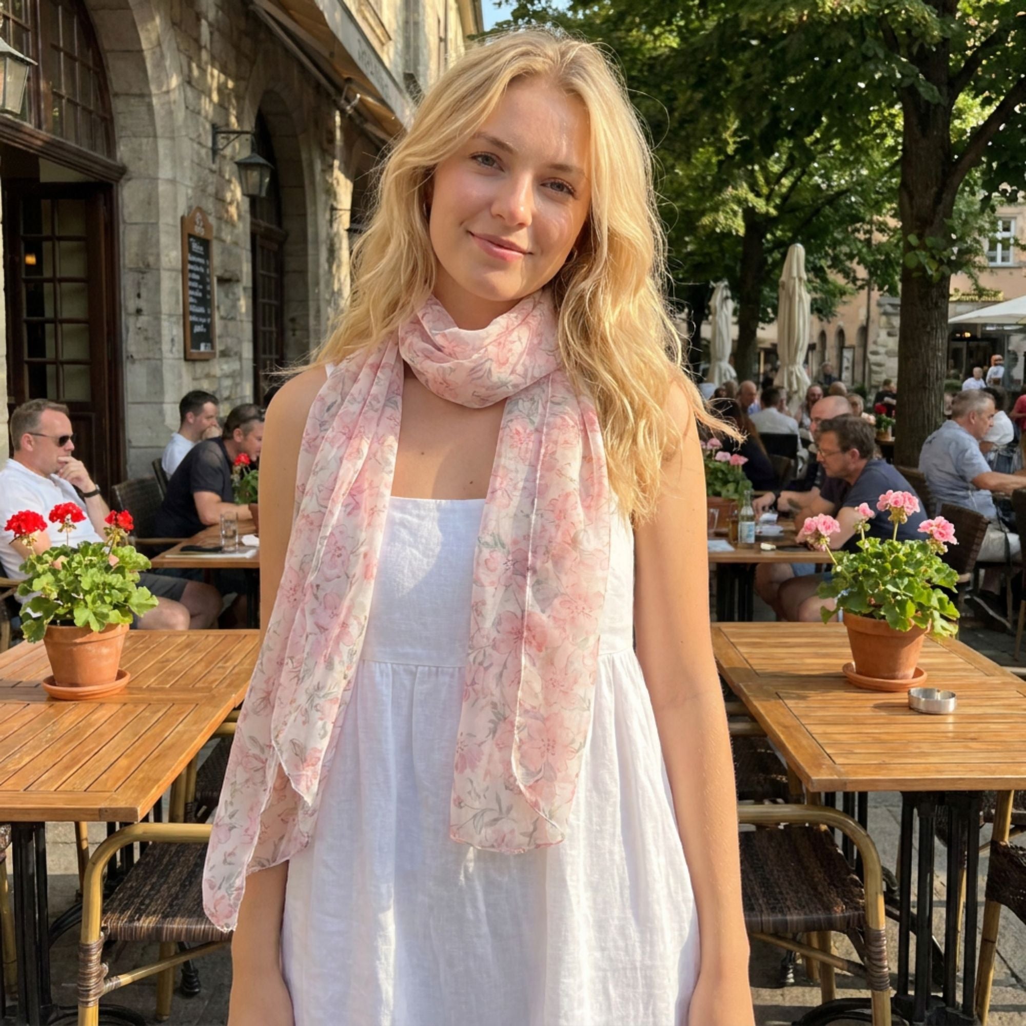 Floral Print Lightweight Fashion Scarf Soft Elegant Wrap Shawl 78.5¡Á7.8 Inches