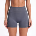 High Waist Seamless Workout Shorts Ribbed Waistband Yoga Biker Shorts