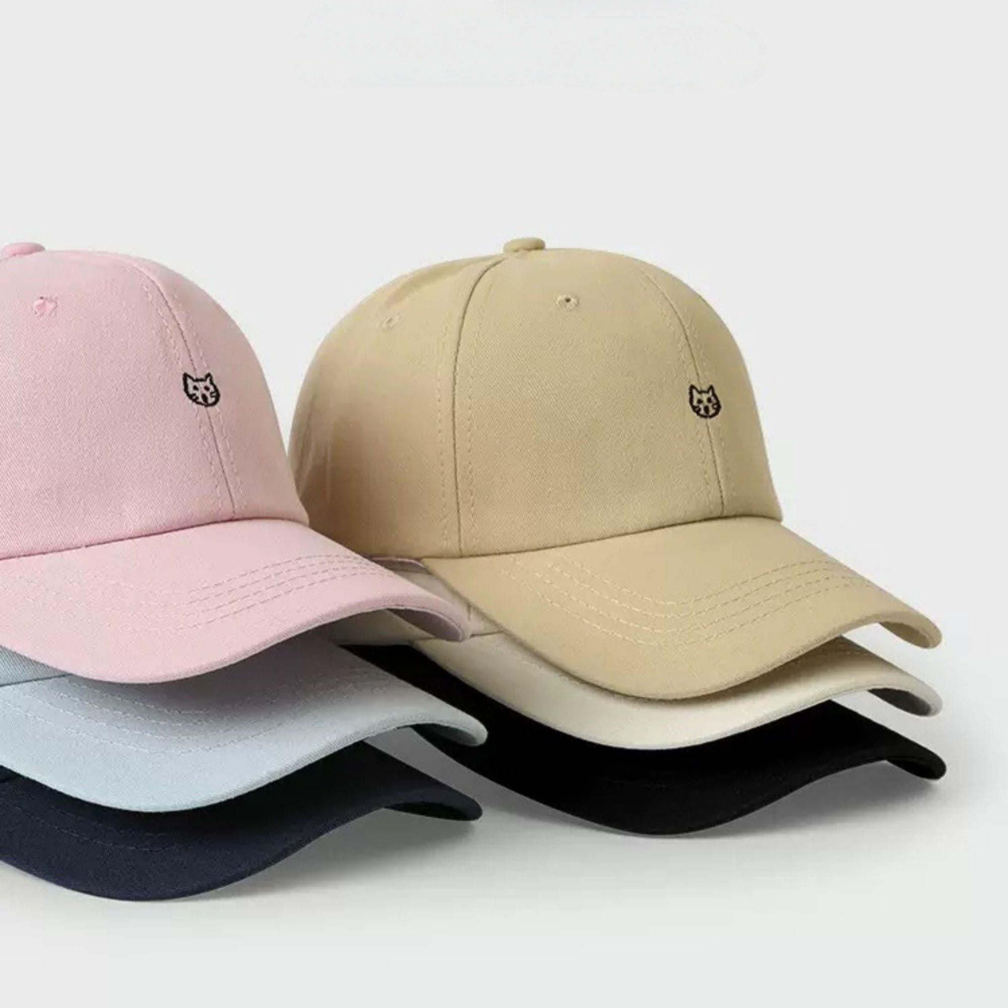 Anna-Kaci Women's Embroidered Cat Face Baseball Cap with Curved Brim and Adjustable Strap