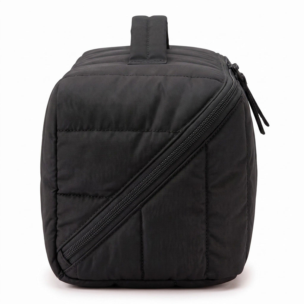 Vertical Padded Rectangular Travel Pouch with Top Carry Handle and Dual Zipper Pulls 16.7x5.3x5.3in