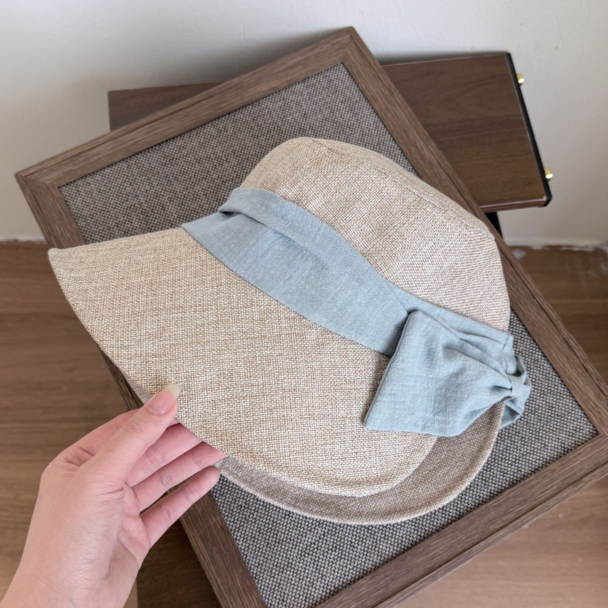 Wide Brim Sun Hat with Bow Accent