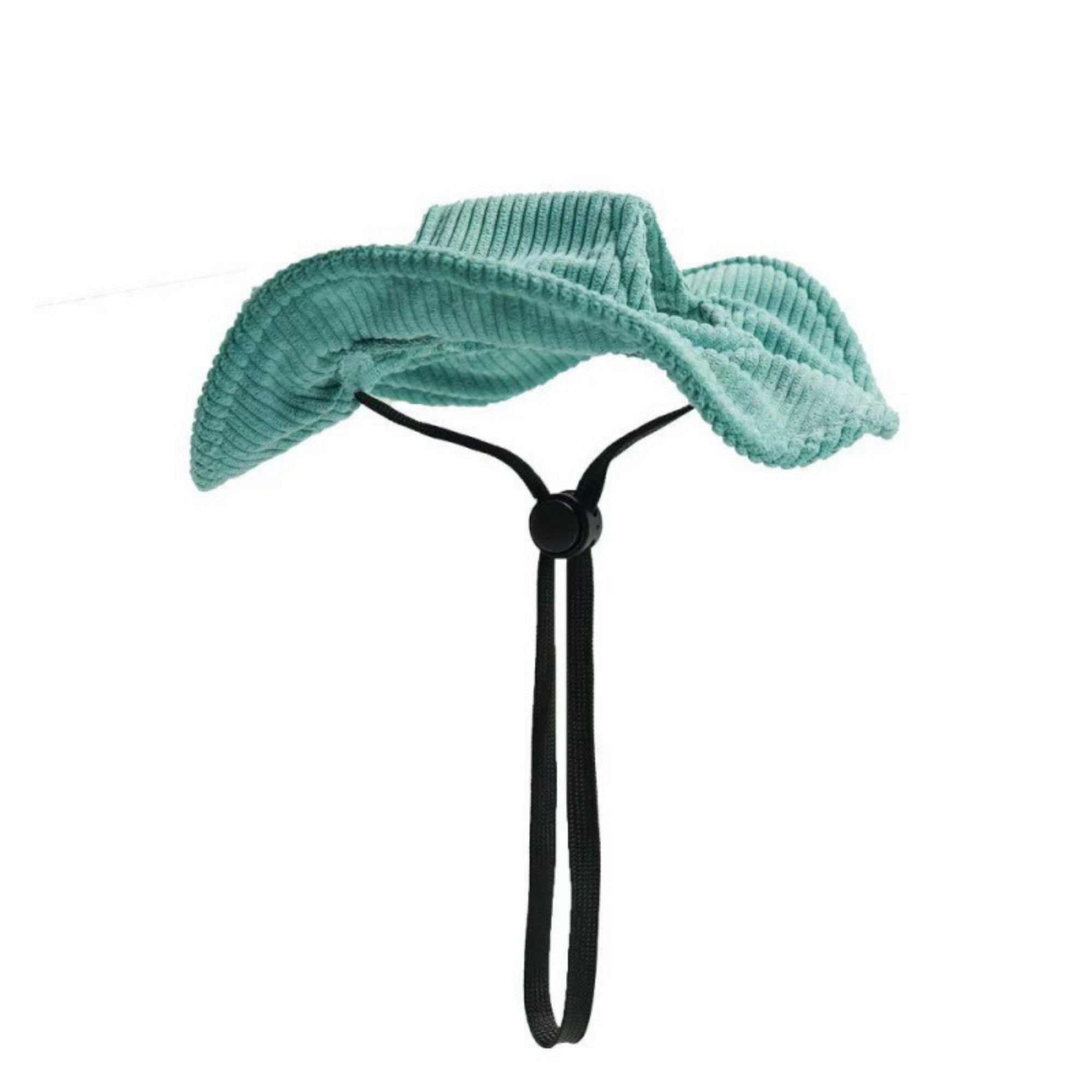Pet Corduroy Sun Hat with Wide Brim Adjustable Chin Strap Soft Lightweight Outdoor Hat for Cats and Dogs