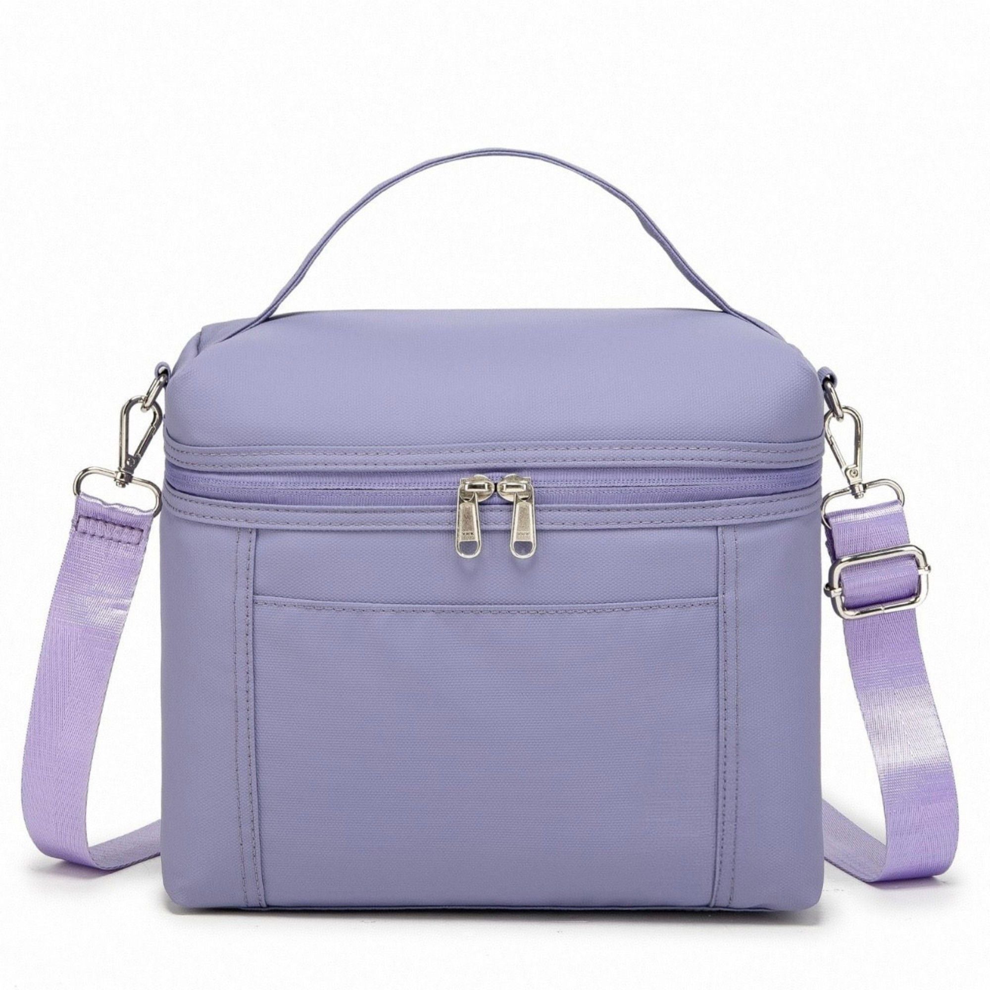Anna-Kaci Women's Oxford Fabric Crossbody Utility Bag with Double Zipper Closure and Adjustable Shoulder Strap