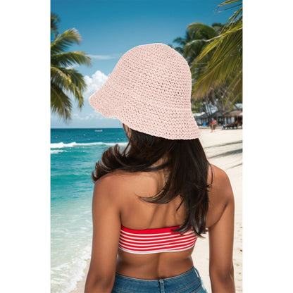 Anna-Kaci Crochet Raffia Bucket Hat Lightweight Foldable Wide Brim Sun Hat for Stylish Summer Protection