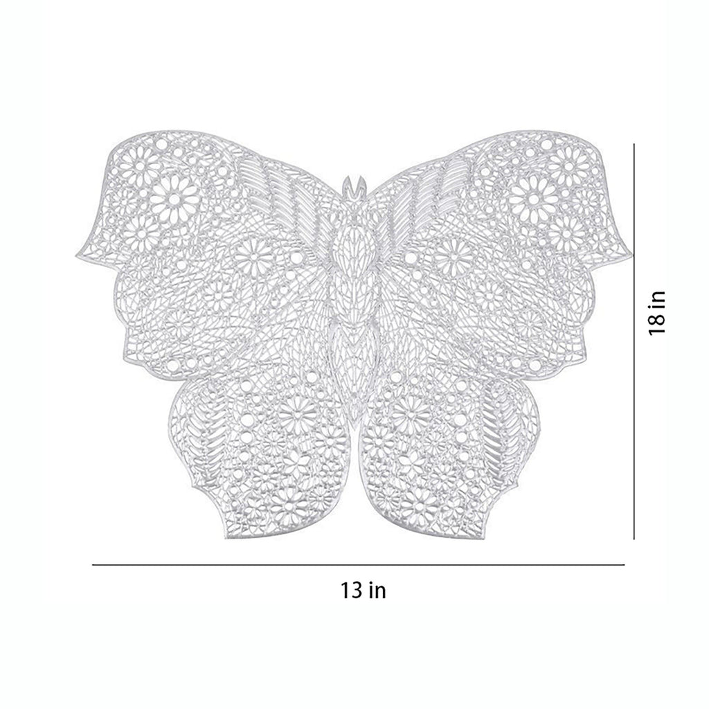 4 Piece Butterfly Placemat Set Decorative PVC Heat Resistant Table Mats for Dining Table
