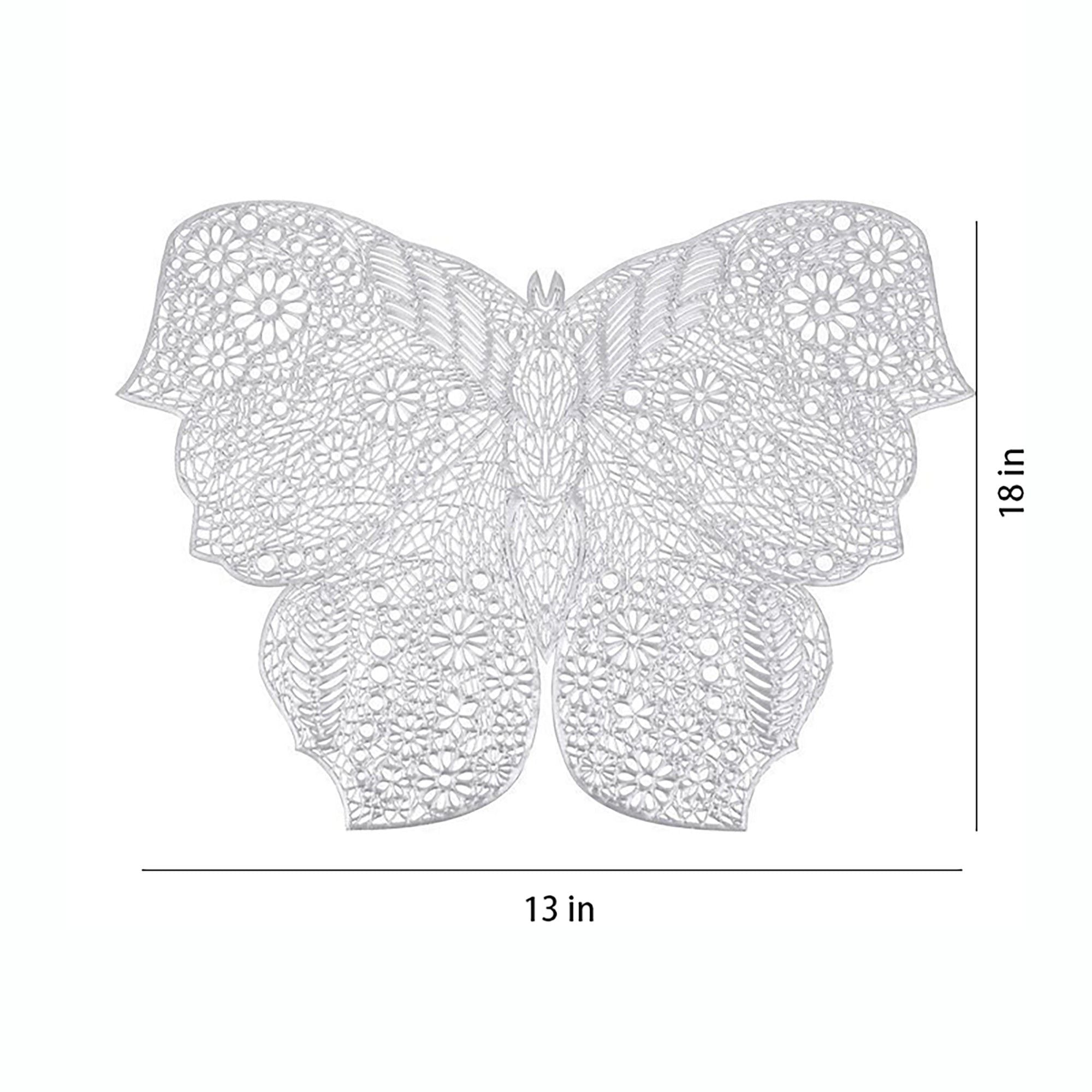 4 Piece Butterfly Placemat Set Decorative PVC Heat Resistant Table Mats for Dining Table