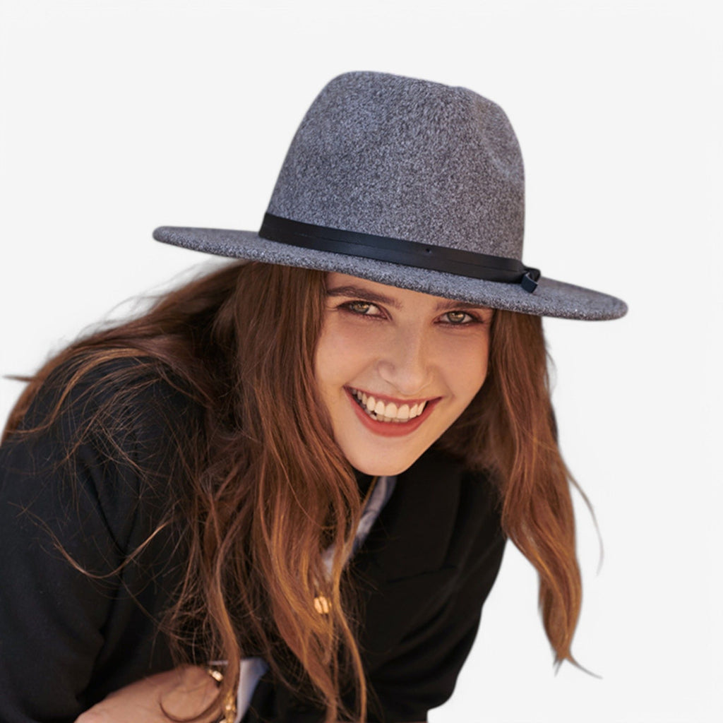 Anna-Kaci Women's Wool Felt Fedora Hat with Wide Brim and Structured Design