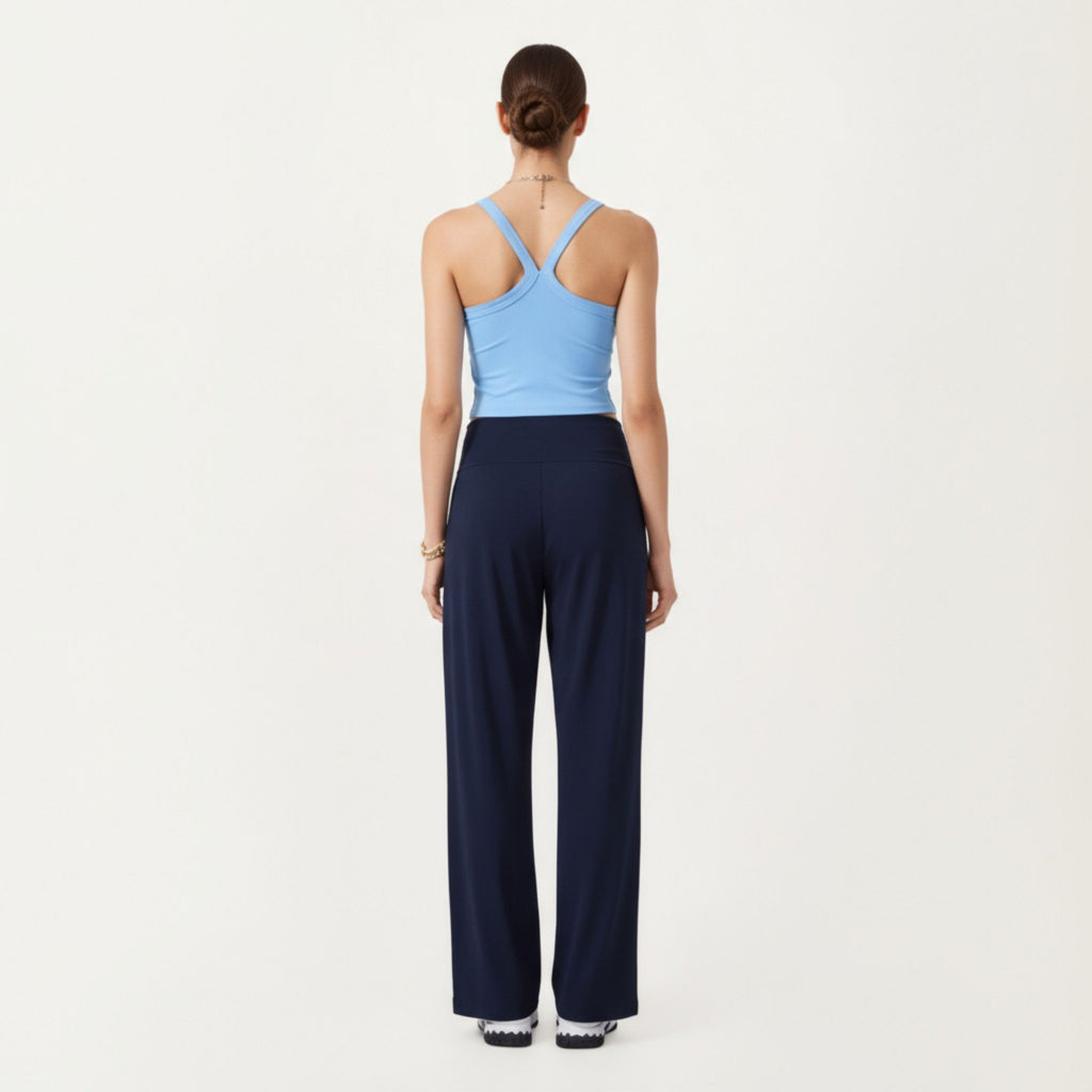Anna-Kaci Active Women's Square Neck Ribbed Knit Cropped Tank Top with Wide Shoulder Straps