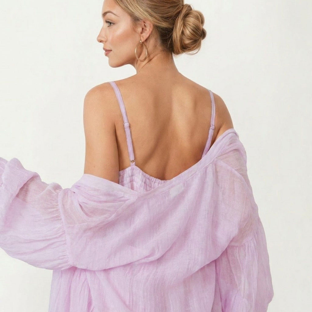2-Piece Set Square Neck Nightgown and Long Sleeve Robe Pajama Set