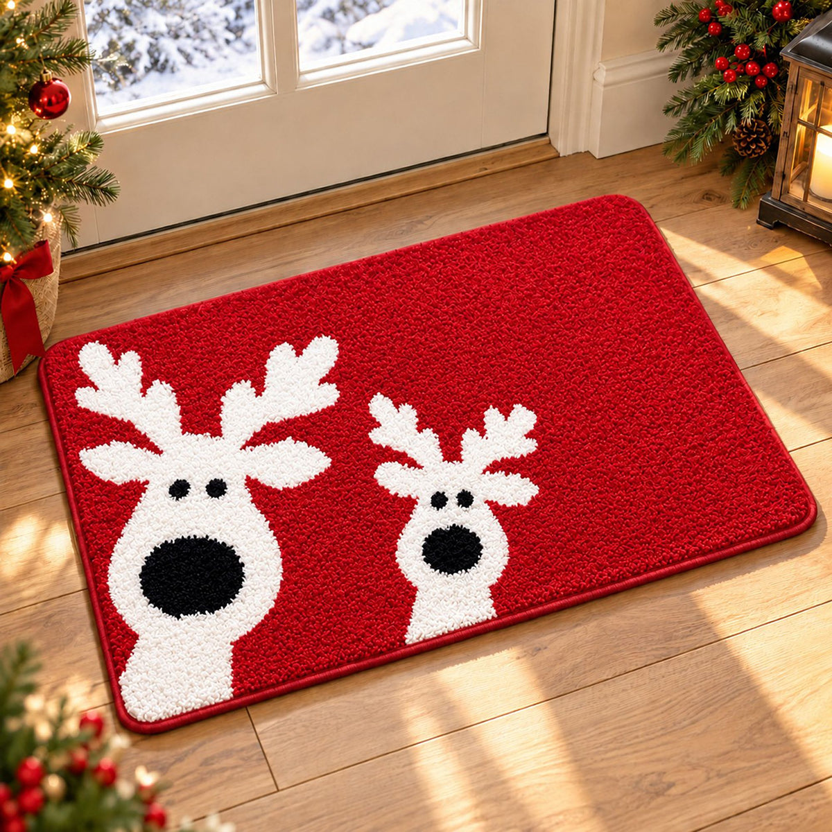 Christmas Pattern Tufted Bath Rug with Nonslip Backing 15.7 x 23.6 in
