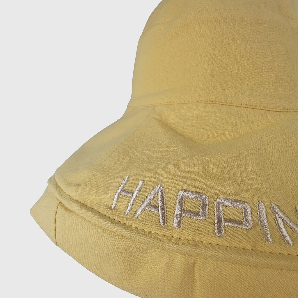 Anna-Kaci Women's HAPPINESS Embroidered Wide - Brim Bucket Hat