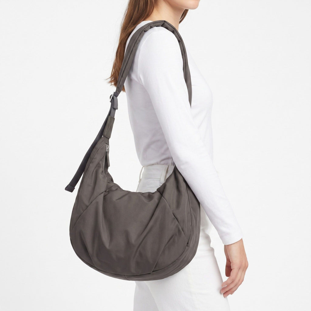 Oversized Crescent Sling Bag with Wide Adjustable Strap and Top Zipper 17.5x10x6.5in