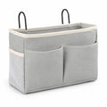 Hanging Bedside Storage Caddy with Hooks and Multiple Pockets Bed Rail Organizer