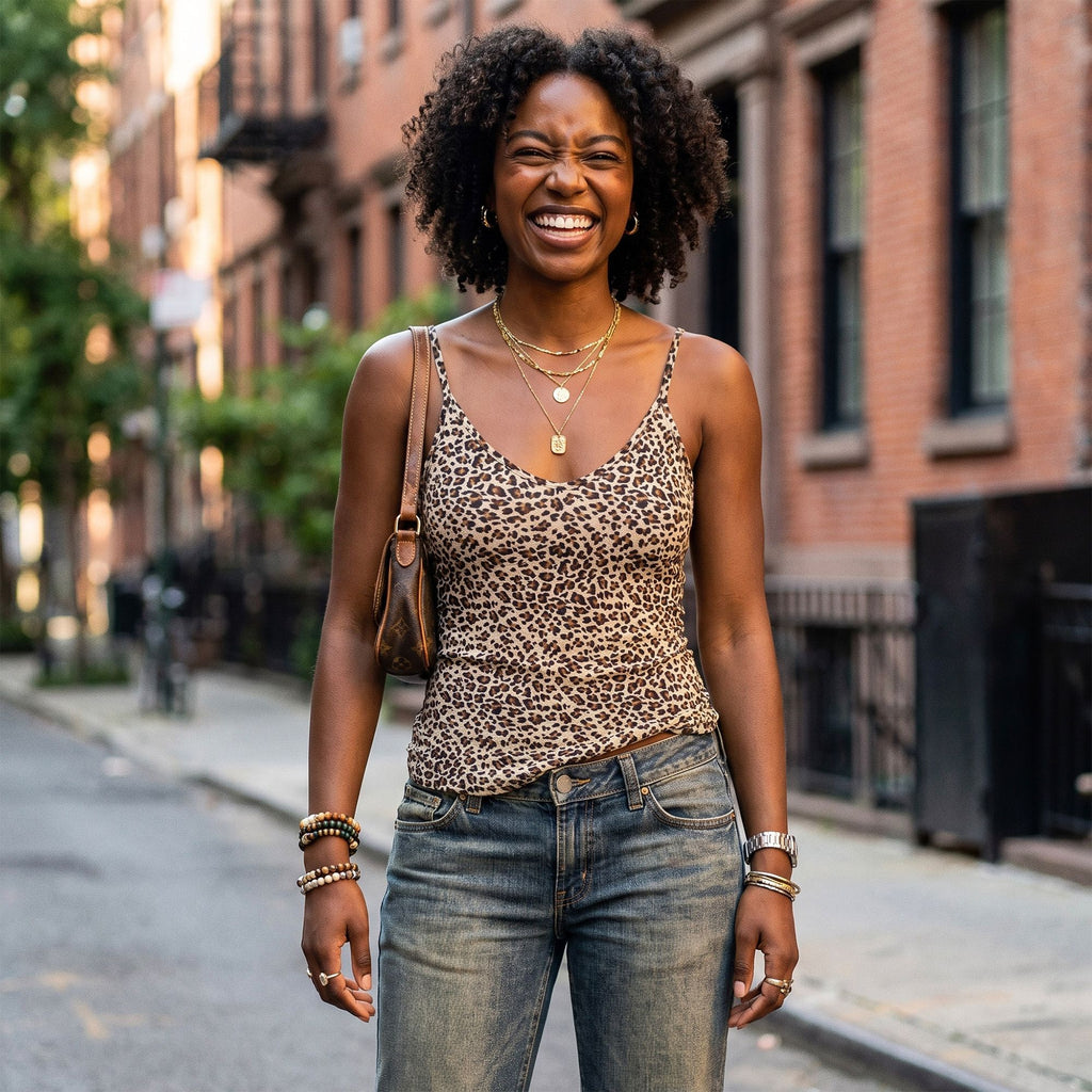 Leopard Print Scoop Neck Spaghetti Strap Camisole Tank Top