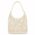 Open Weave Shoulder Bag with Magnetic Closure and Slouchy Woven Carryall Design