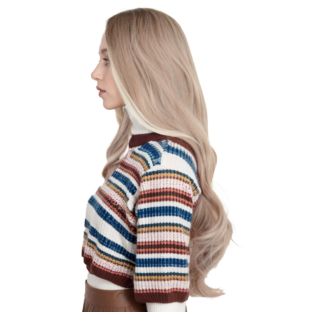 Long Wavy Wig for Women with Lace Hairline Heat Resistant Synthetic Wig for Daily and Party Use