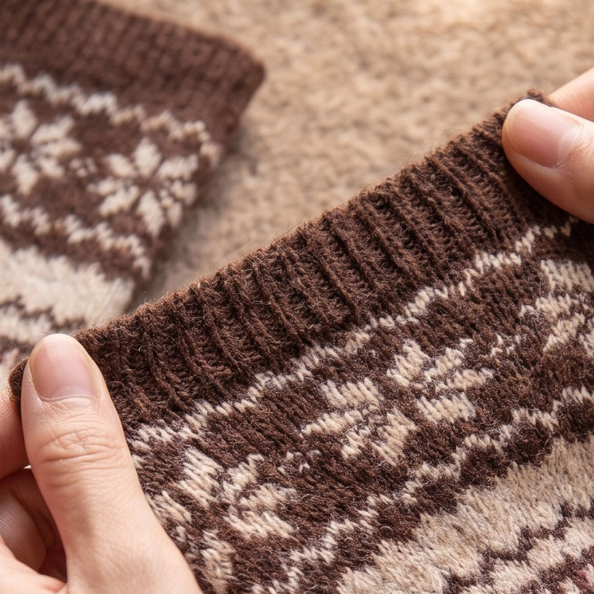 2-Pair Fair Isle Snowflake Knit Leg Warmers Set, Cozy Winter Boot Cuffs