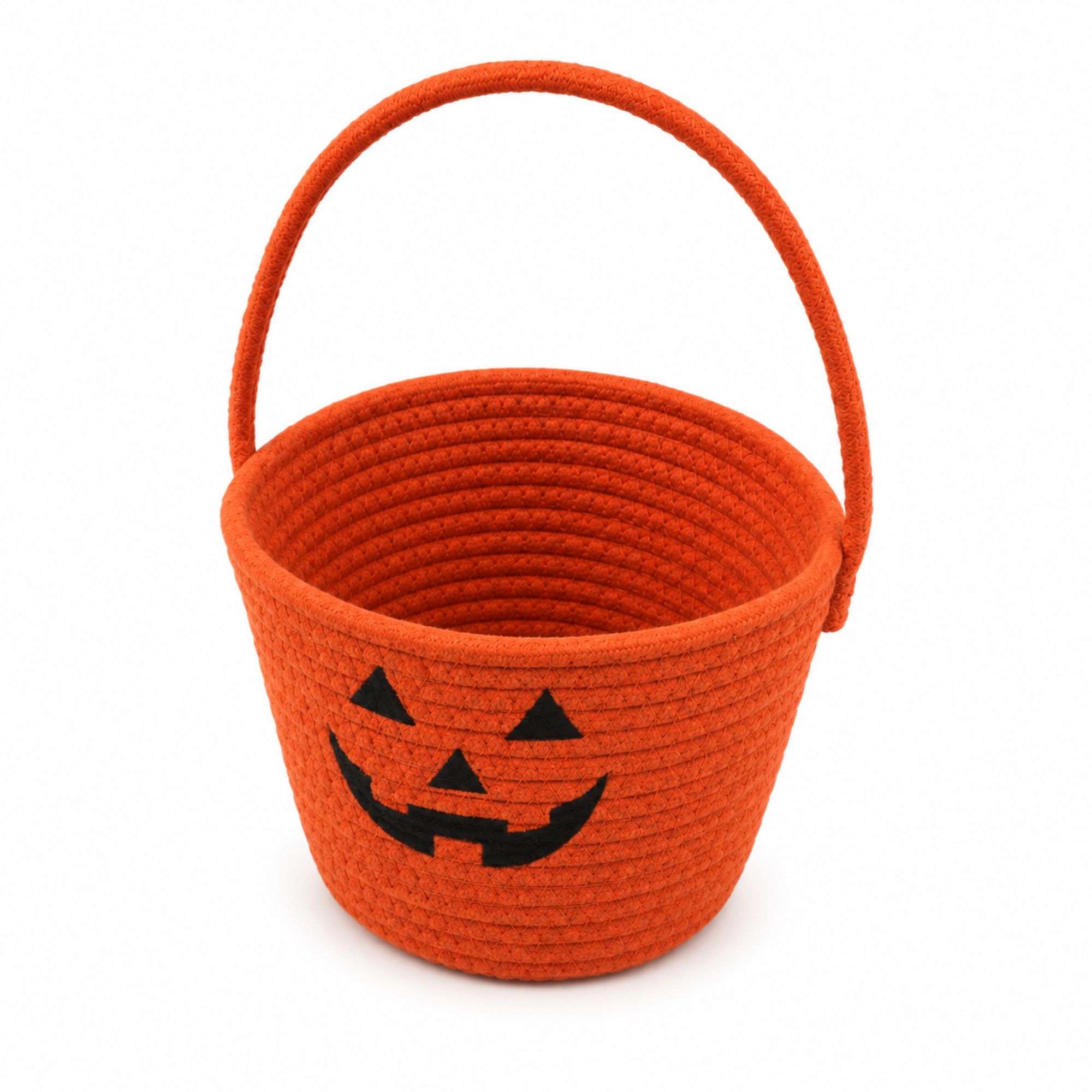 Halloween Trick or Treat Woven Rope Candy Basket Pumpkin Ghost with Handle