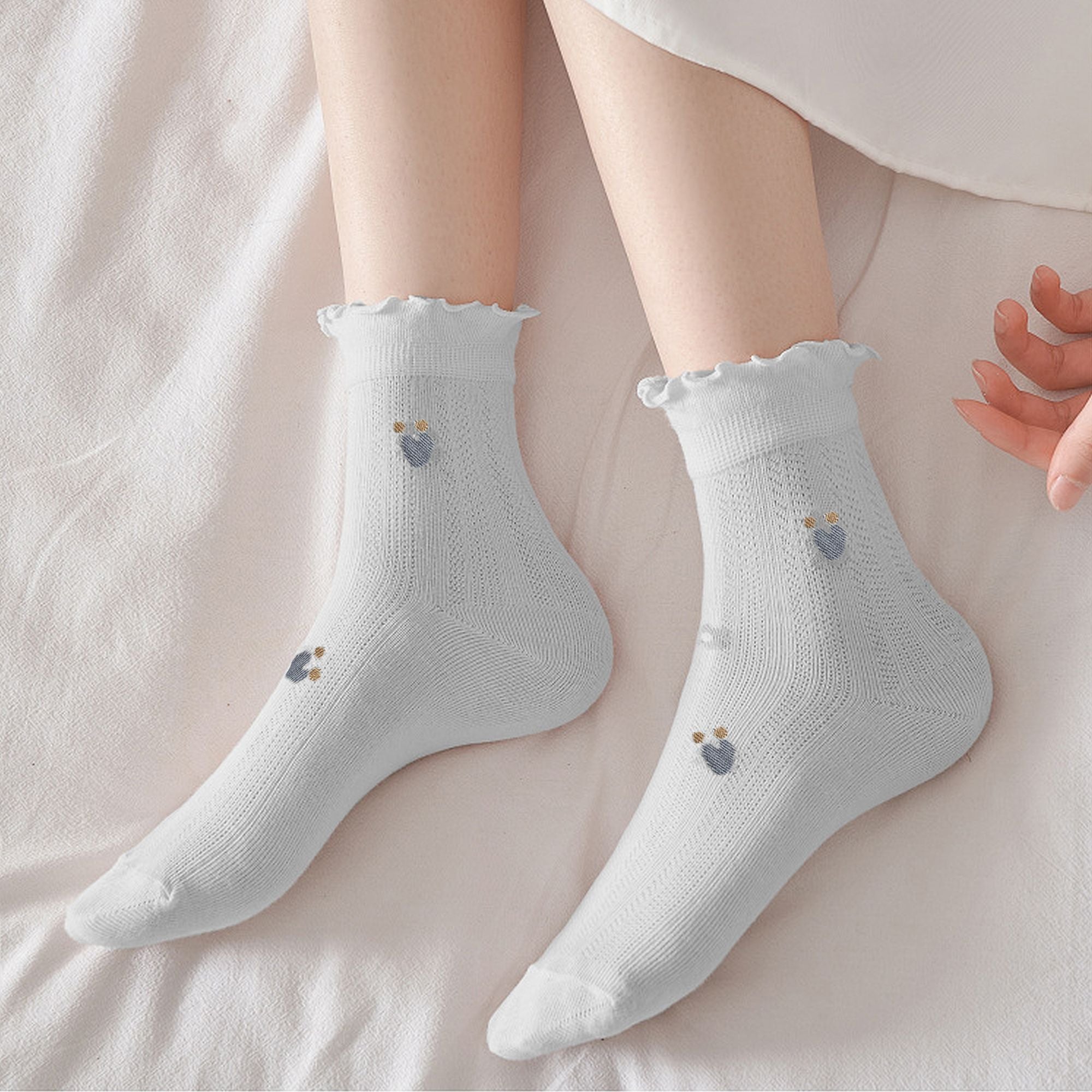 Anna-Kaci Women's Adorable Summer Ruffle-Edge Ankle Socks 5pk