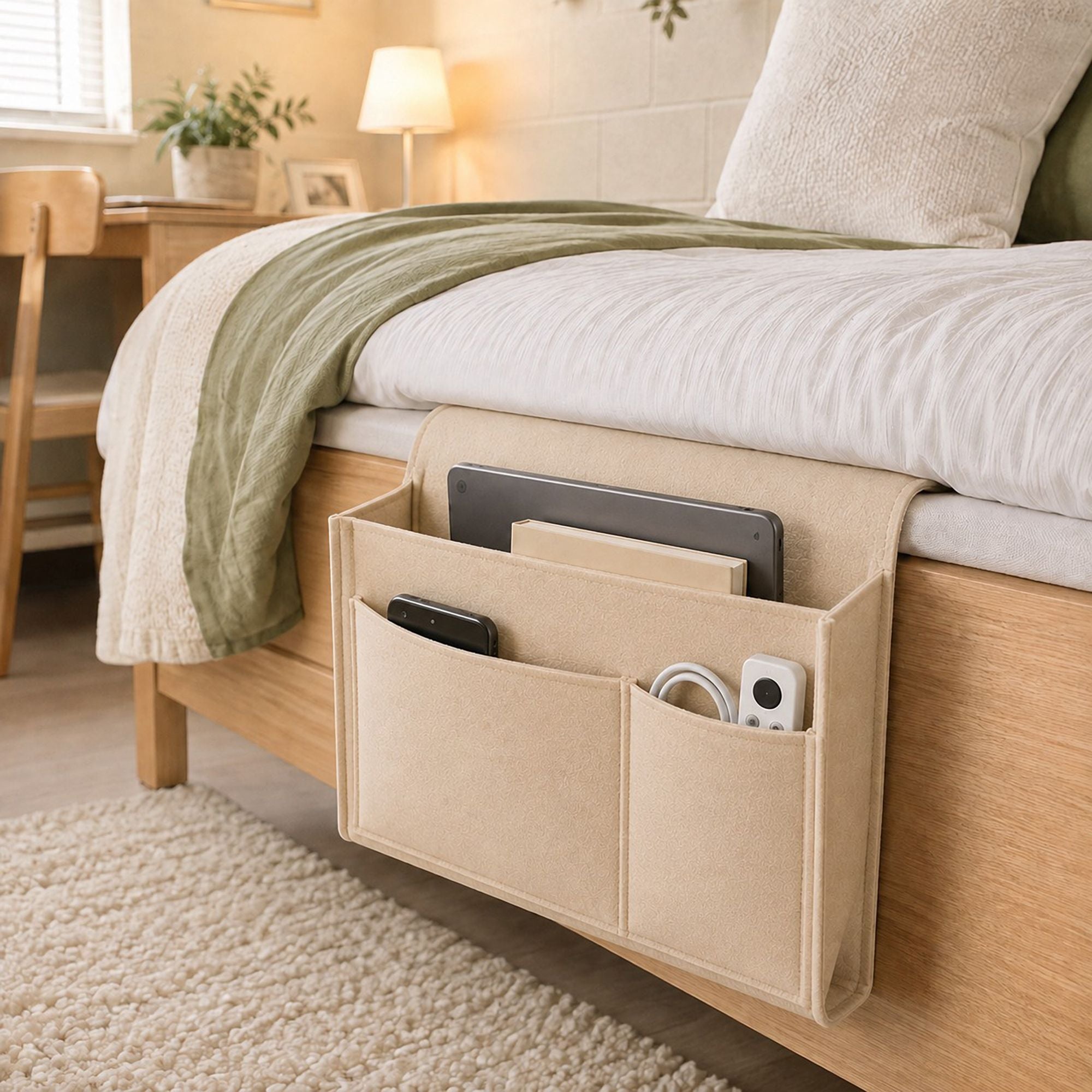 Sofa Armrest Organizer with Multiple Pockets Couch Remote Control Storage Caddy